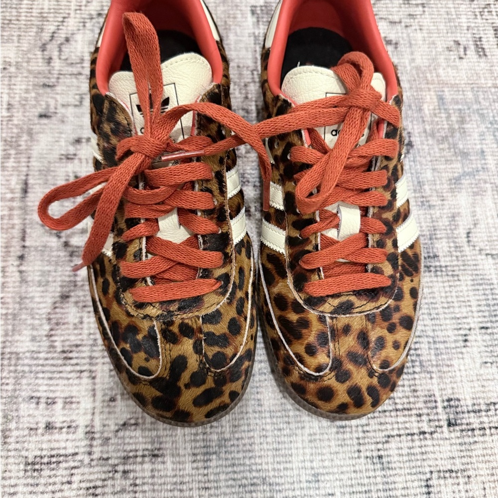 adidas Leopard Print Sneakers with Rust Laces